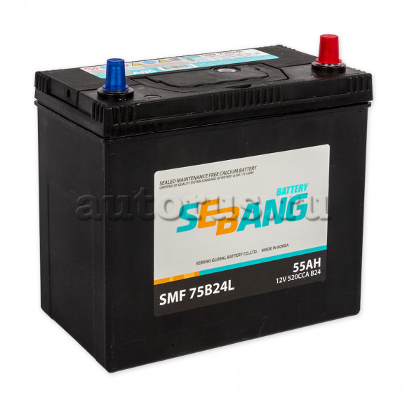 Аккумулятор SMF 55 А/ч обратная R+ EN 520A, 238x129x225 75B24L